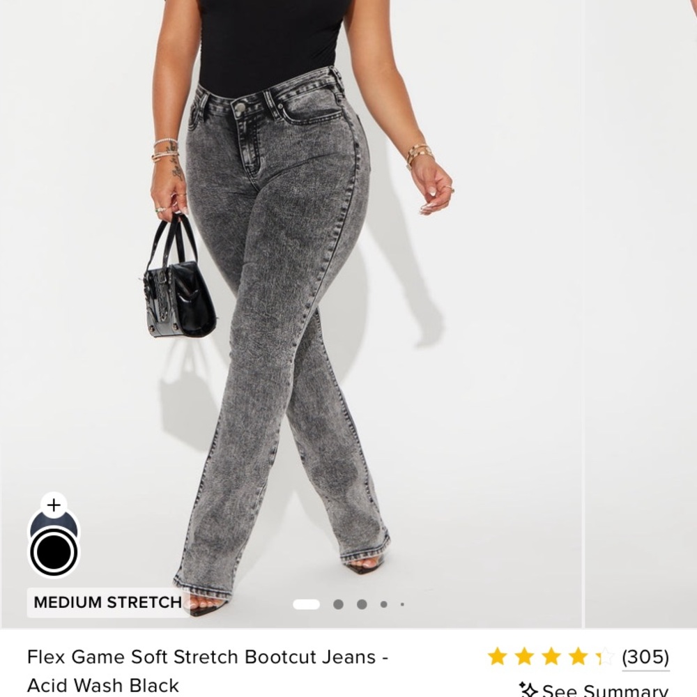 Fashion Nova Acid Wash Black High-Rise Bootcut Jeans